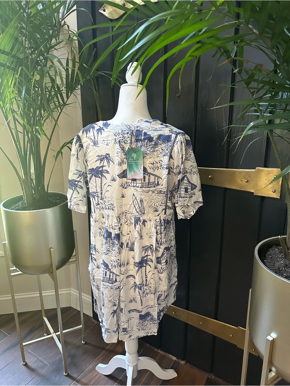 True Destination resort wear dress sundress beach coverup sz. M blue white NWT - Picture 3 of 6